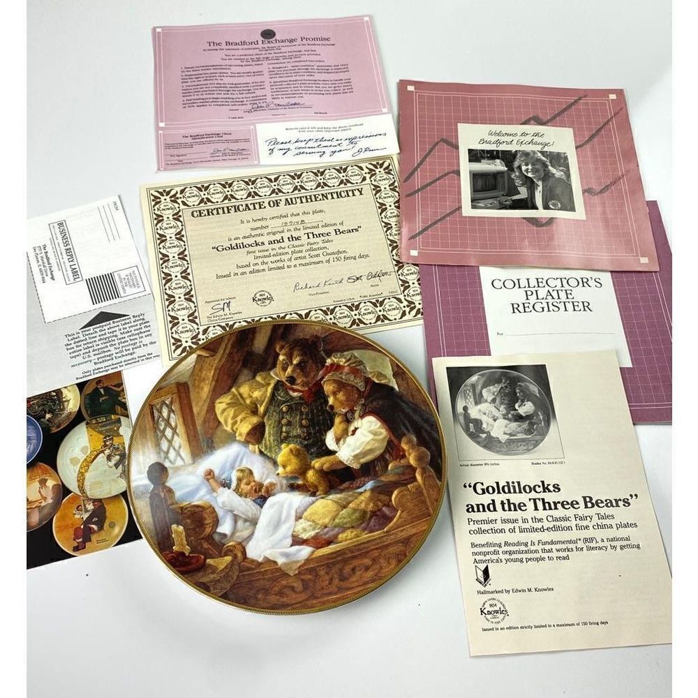 Vintage Edwin M Knowles Goldilocks & The Three Bears Lmtd Edition Collectors Pla